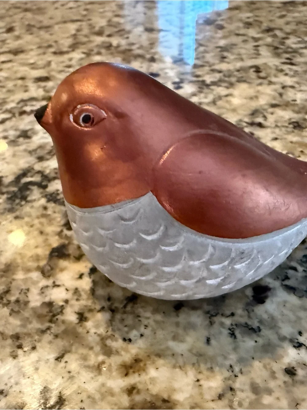 Decorative Garden Bird Figurine in Copper and White